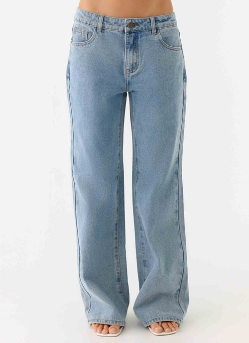 Aesha Low Rise Denim Jeans - Light Denim